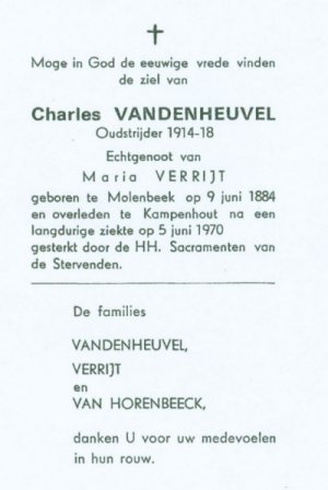 Bidprentje Charles Vandenheuvel