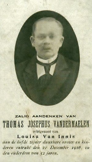 Doodsprentje Thomas Vandermaelen