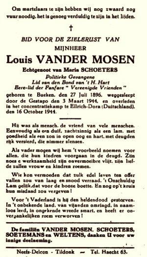 Bidprentje Louis Vander Mosen